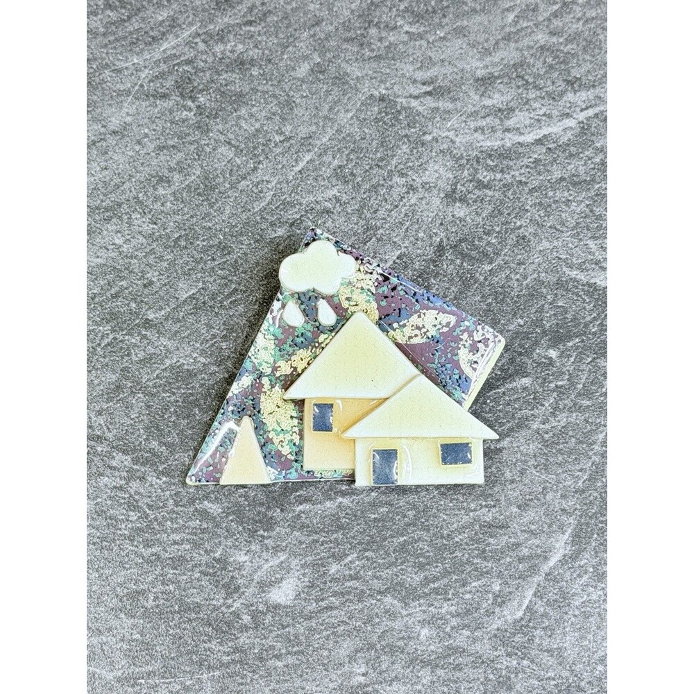 House Pins By Lucinda Brooch Cloudy Rainy Day